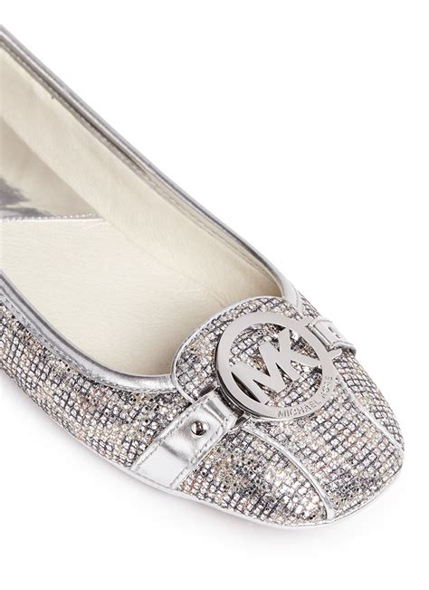 michael kors silver flat shoes|Michael Kors denim flats.